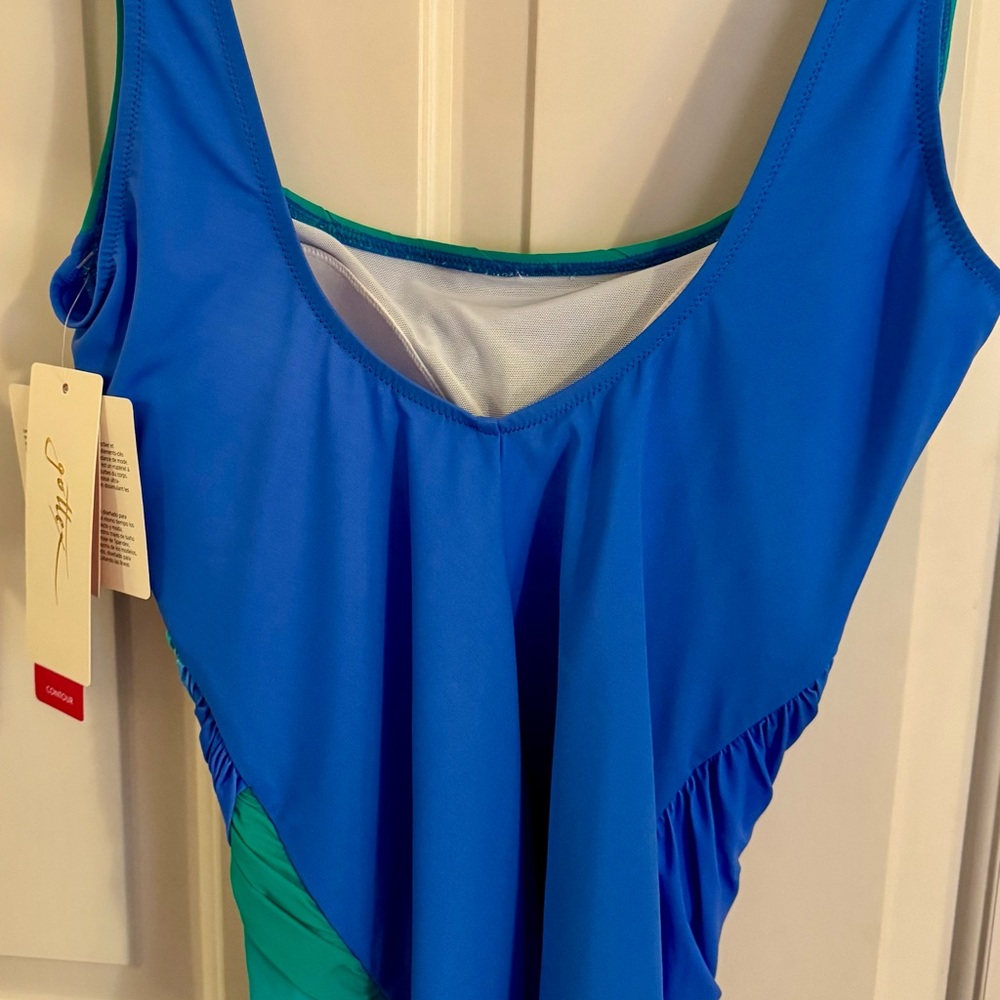 Gottex Swimsuit Blue and Turquoise Green One Piece Swimsuit Size 14 **NWT** - Picture 4 of 10